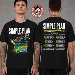 Simple Plan Bigger Than You Think Tour 2026 The Sequel Merch Scooby-Doo The Mystery Machine With Dates Two Sided T-Shirt