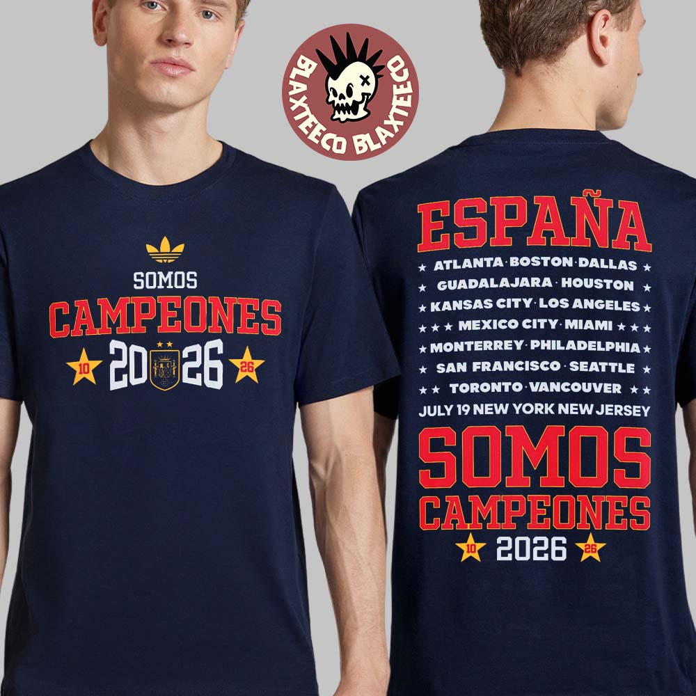 Spain National Football Team 2026 FIFA World Cup Champions Somos Campeones July 19 New York New Jersey T-Shirt Spain National Football Team 2026 FIFA World Cup Champions Somos Campeones July 19 New York New Jersey T-Shirt