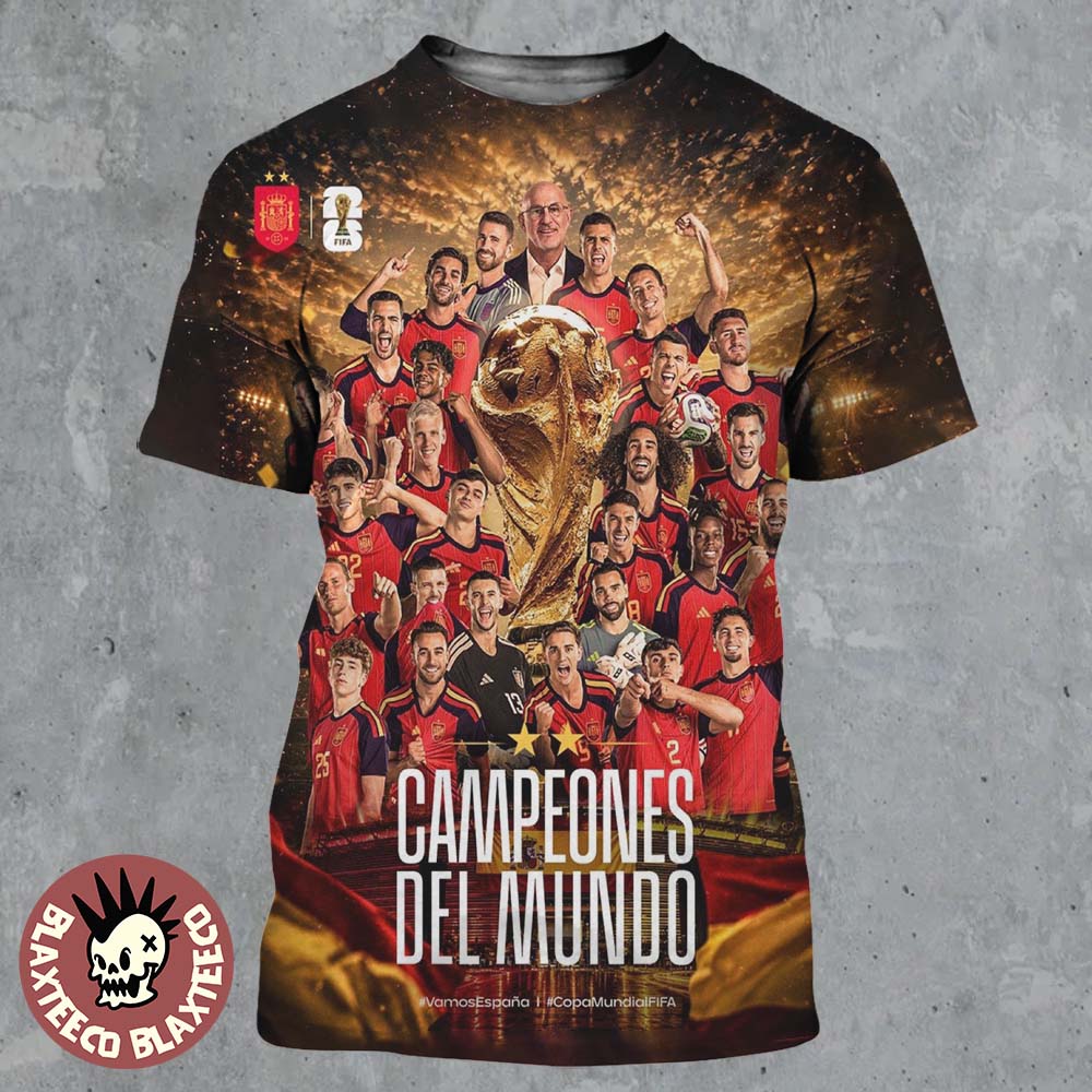 Spain National Football Team 2026 FIFA World Cup Champions Vamos Espana Campeones Del Mundo All Over Print Shirt Spain National Football Team 2026 FIFA World Cup Champions Vamos Espana Campeones Del Mundo All Over Print Shirt