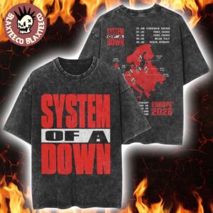 System Of A Down EU And UK Tour 2026 Merch Big Logo With Map Retro Washed Tee