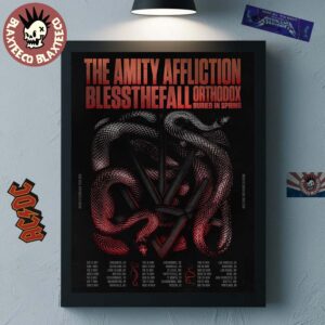 The Amity Affliction 2026 House Of Cards USA Tour Schedule Dates With Bless The Fall Orthodox And Buried In Spring Poster Canvas