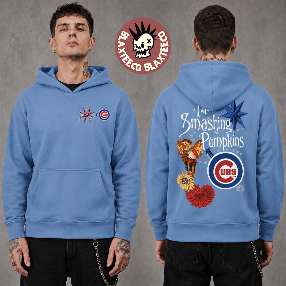 The Smashing Pumpkins X Chicago Cubs 2026 Chicago IL Pop Up Shop Exclusive Merch Angel Blue Hoodie The Smashing Pumpkins X Chicago Cubs 2026 Chicago IL Pop Up Shop Exclusive Merch Angel Blue Hoodie