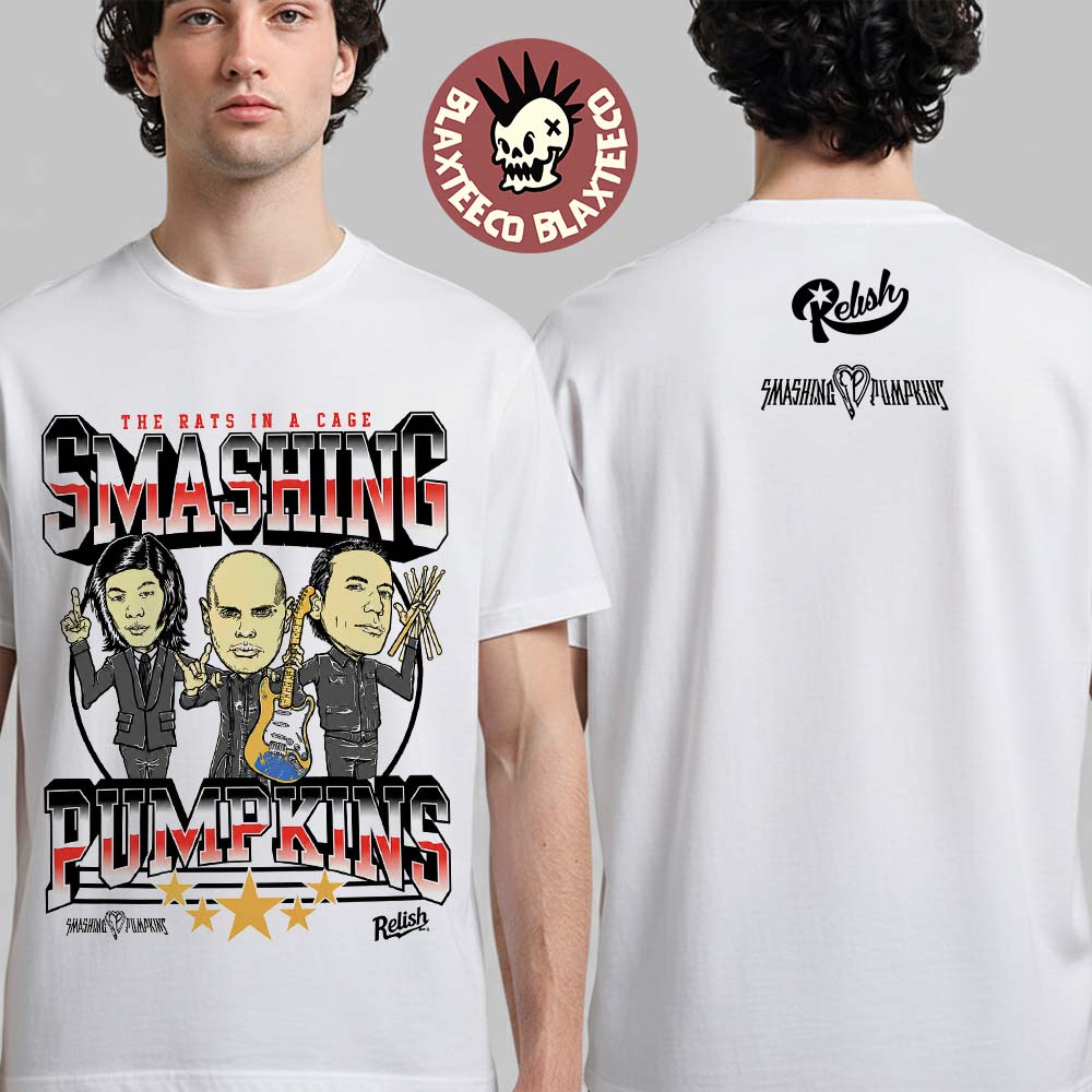 The Smashing Pumpkins X Relish Chicago IL 2026 Pop Up Shop Merch Tee At Riviera Theatre July 29 2026 Two Sided T-Shirt The Smashing Pumpkins X Relish Chicago IL 2026 Pop Up Shop Merch Tee At Riviera Theatre July 29 2026 Two Sided T-Shirt