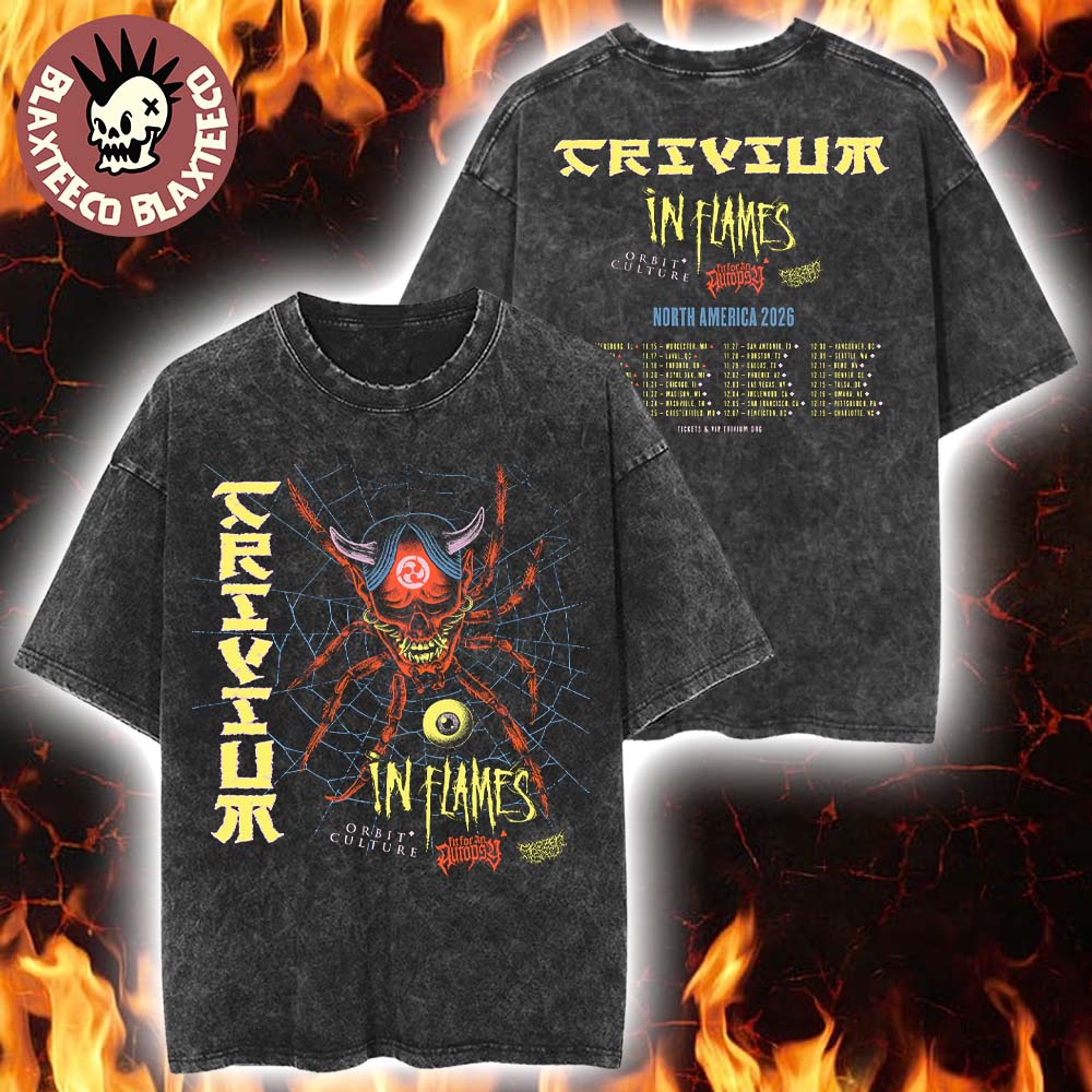 Trivium The Crown In The Grave Tour 2026 North America Cities Schedule Dates Vintage Washed Tee Trivium The Crown In The Grave Tour 2026 North America Cities Schedule Dates Vintage Washed Tee