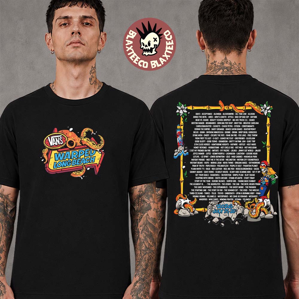 Vans Warped Tour 2026 Long Beach CA July 25 2026 Merch Lineup T-Shirt Vans Warped Tour 2026 Long Beach CA July 25 2026 Merch Lineup T-Shirt