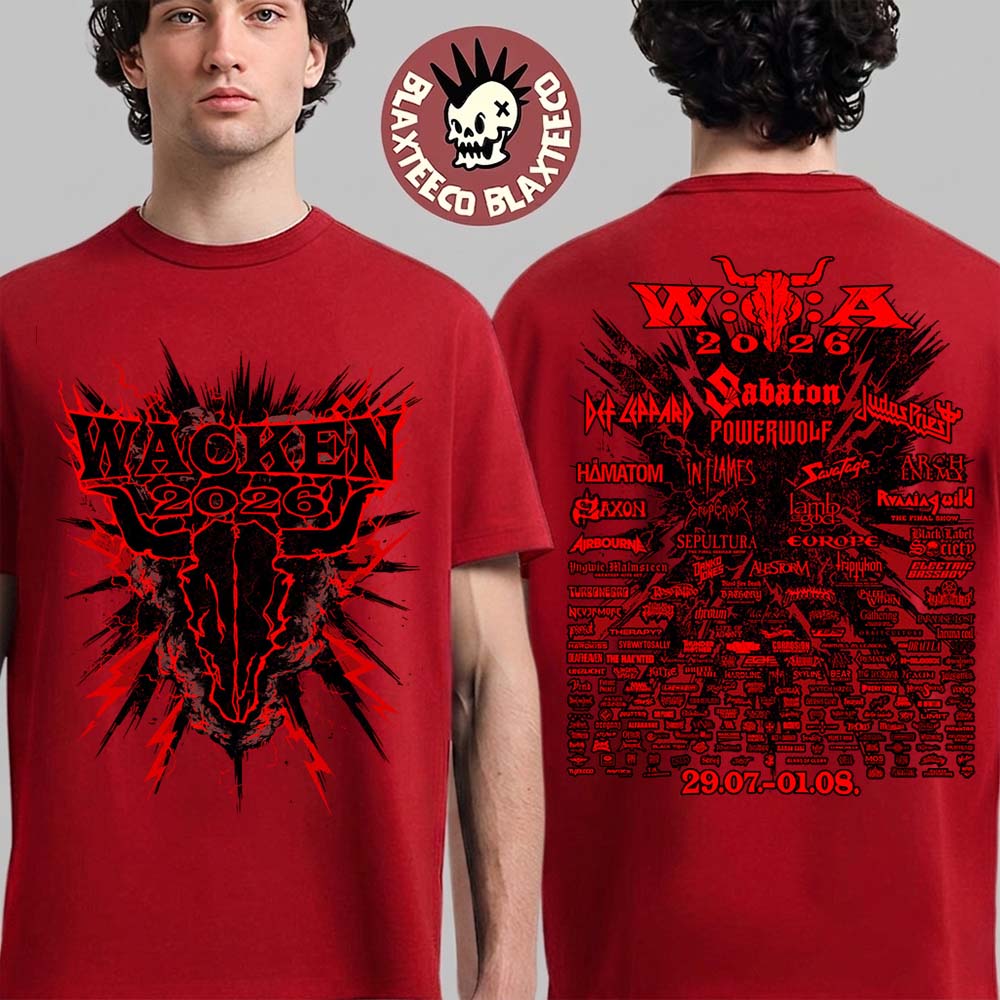 Wacken Open Air 2026 Festival The Anniversary Merch Thunderclouds Red T-Shirt Wacken Open Air 2026 Festival The Anniversary Merch Thunderclouds Red T-Shirt
