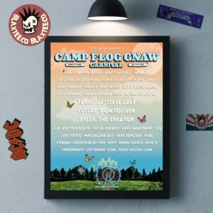 Camp Flog Gnaw Carnival 2026 Lineup Poster In Los Angeles California At Dodger Stadium On November 14-15 2026 Home Decor Poster Canvas