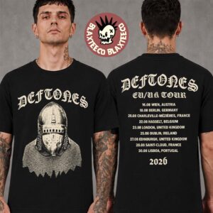 Deftones Summer 2026 Tour EU And UK Merch Medieval Bascinet Helmet Two Sided T-Shirt