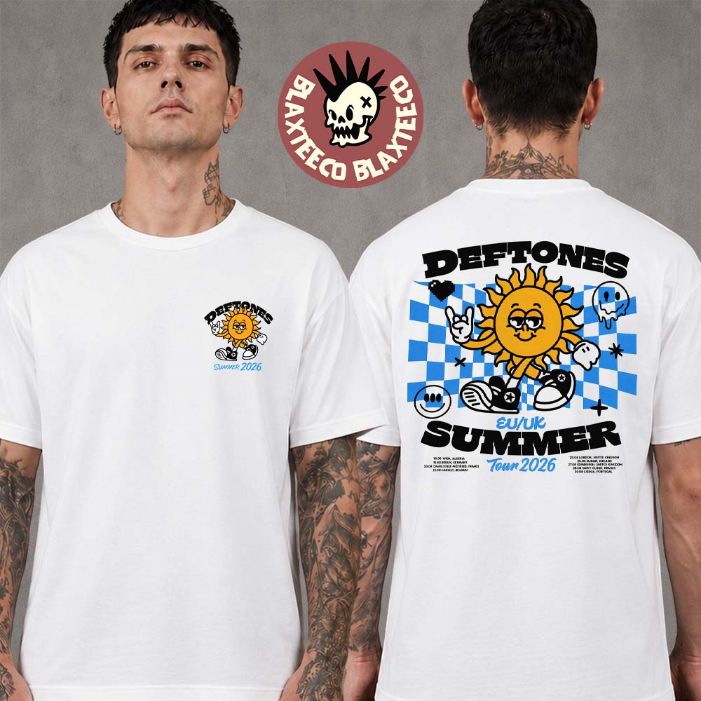 Deftones Summer 2026 Tour EU And UK Merch The Sun With Dates Two Sided T-Shirt Deftones Summer 2026 Tour EU And UK Merch The Sun With Dates Two Sided T-Shirt