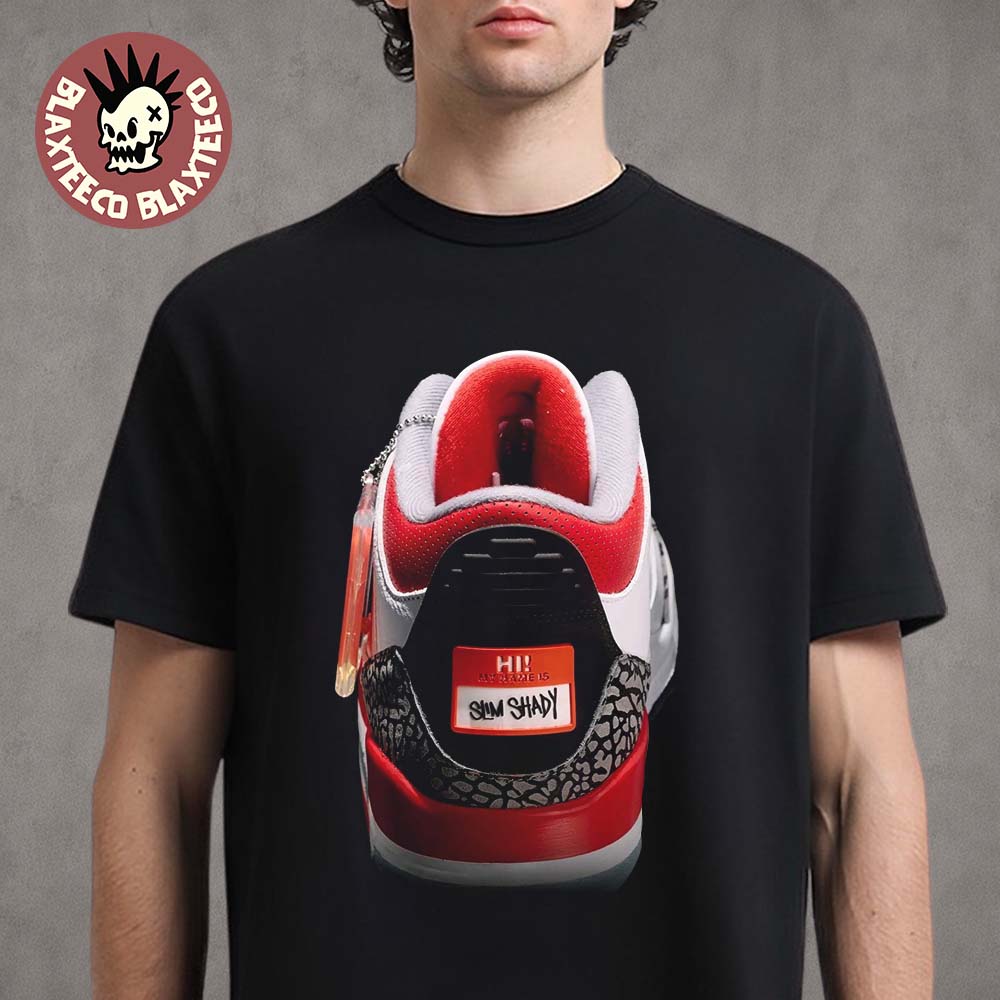 Eminem Signed Nike Air Jordan 3 Slim Shady Sneaker Profile Pictures T-Shirt Eminem Signed Nike Air Jordan 3 Slim Shady Sneaker Profile Pictures T-Shirt