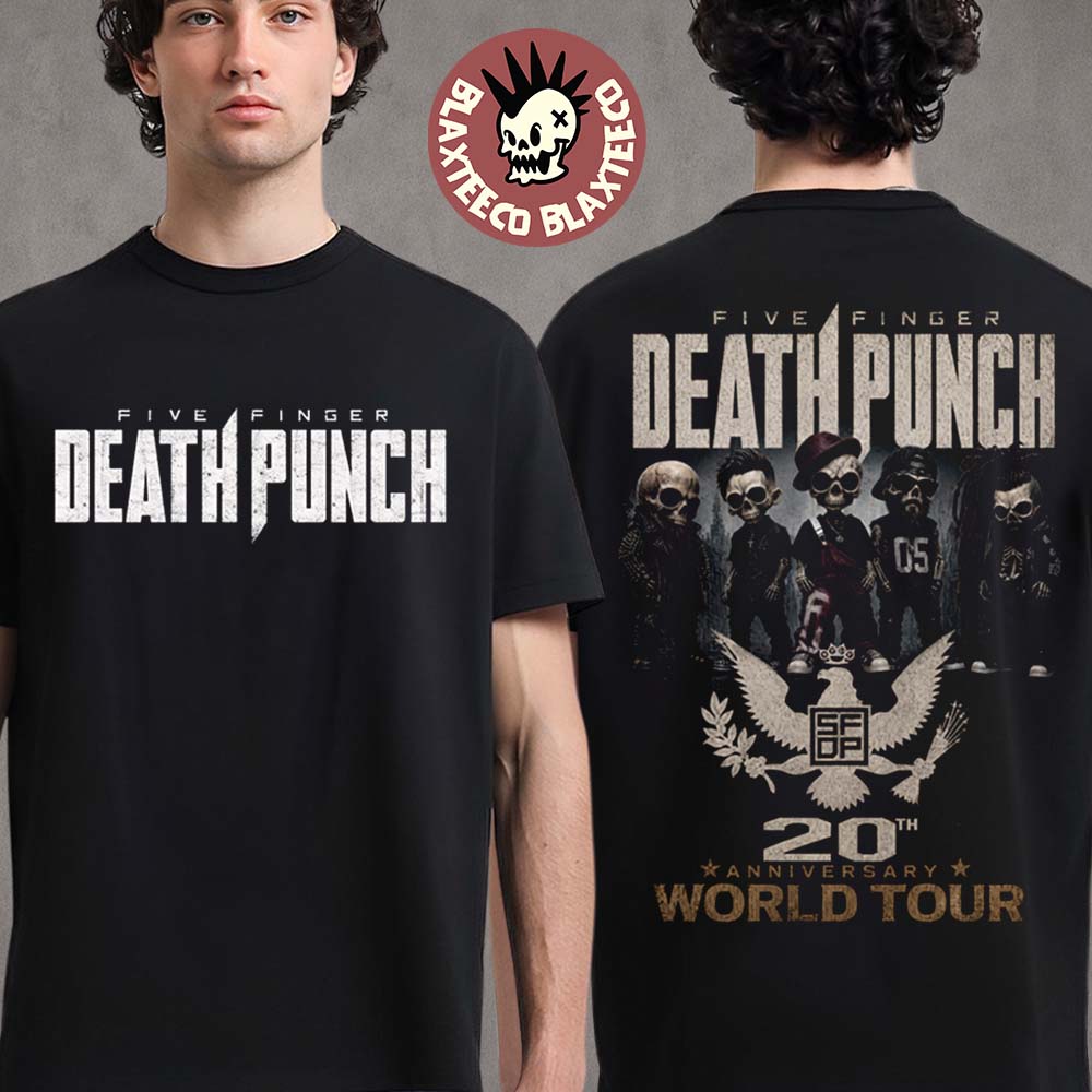Five Finger Death Punch 20th Anniversary World Tour Skeleton Crew T-Shirt Five Finger Death Punch 20th Anniversary World Tour Skeleton Crew T-Shirt