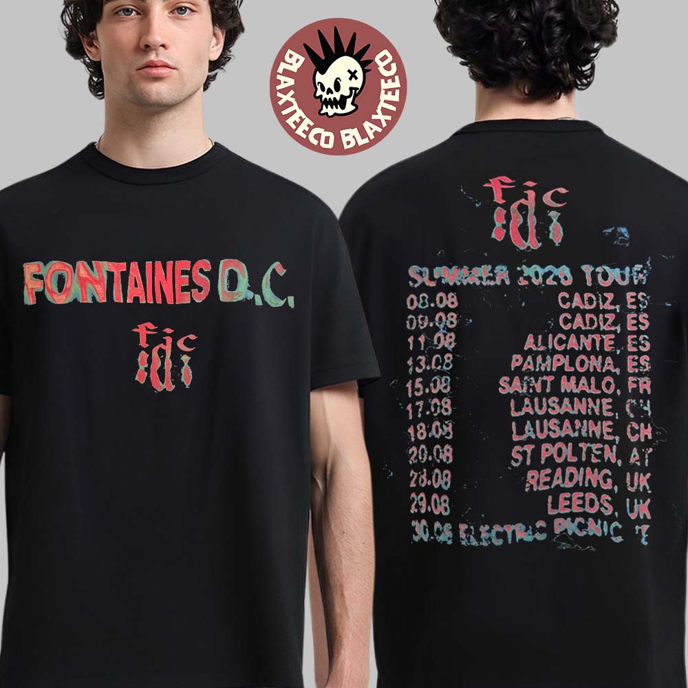 Fontaines D.C Summer 2026 Tour Merch Logo With City Dates T-Shirt Fontaines D.C Summer 2026 Tour Merch Logo With City Dates T-Shirt