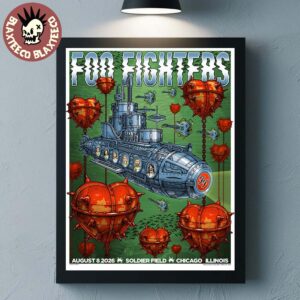 Foo Fighters Chicago Illinois 2026 Event Poster At Soldier Field On August 8 2026 Home Decor Poster Canvas