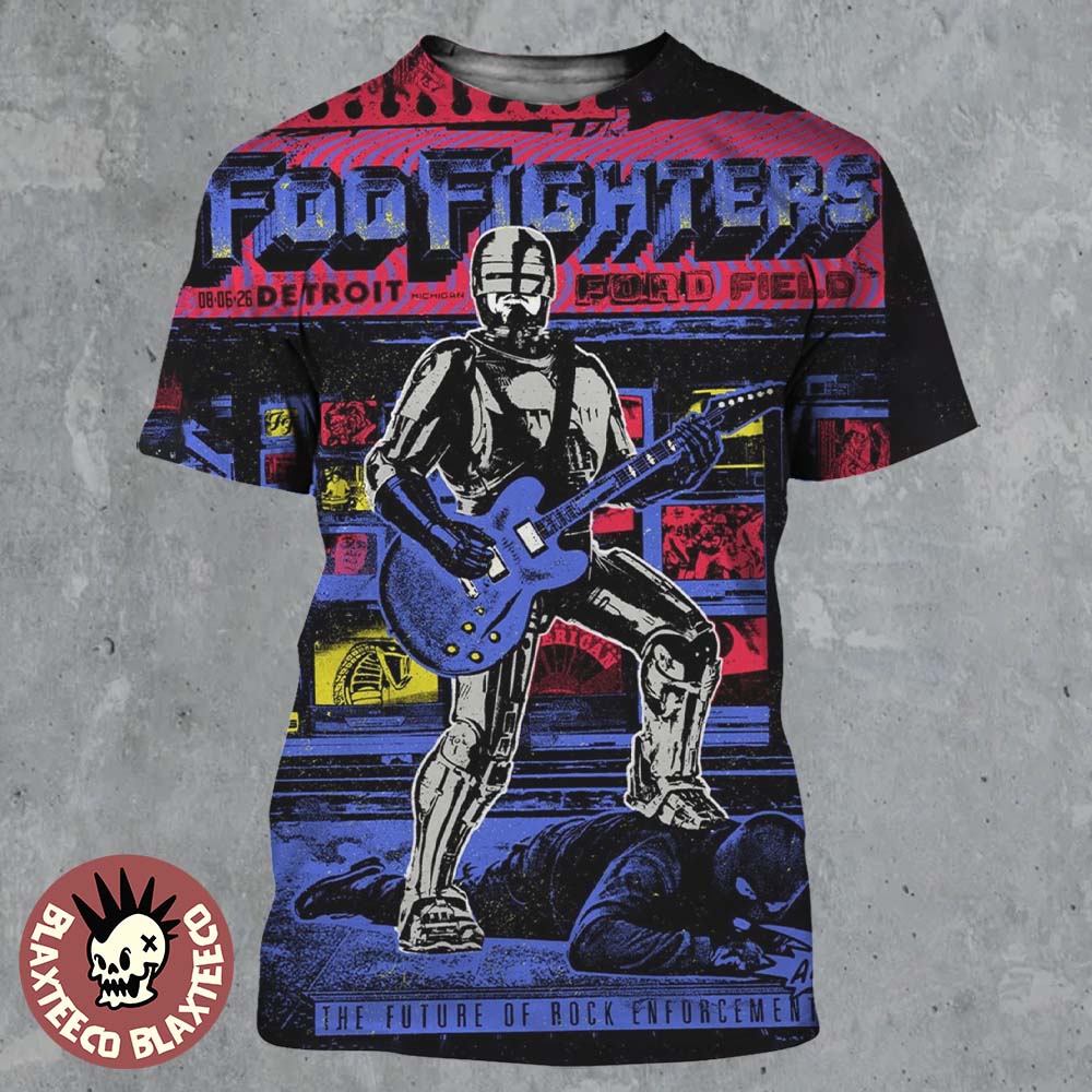 Foo Fighters Detroit Michigan 2026 Venue Poster At Ford Field On August 6 2026 All Over Print Shirt Foo Fighters Detroit Michigan 2026 Venue Poster At Ford Field On August 6 2026 All Over Print Shirt