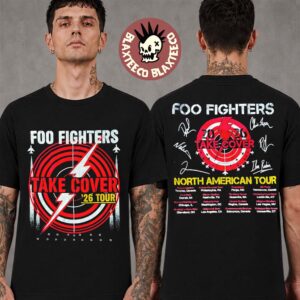 Foo Fighters Take Cover Tour 2026 North America The Thunder Target Signatures Two Sided T-Shirt