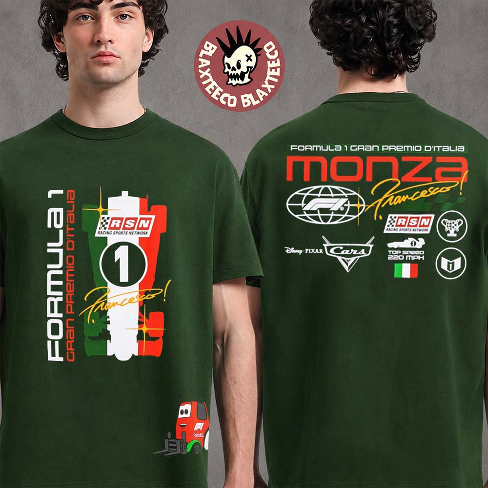 Formula 1 F1 X Disney Cars Monza 2026 Cars Pitty Green T-Shirt Formula 1 F1 X Disney Cars Monza 2026 Cars Pitty Green T-Shirt