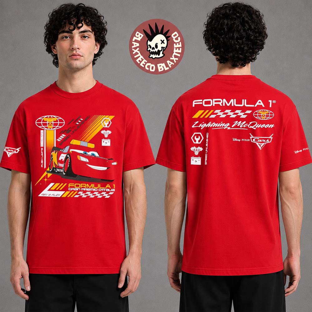 Formula 1 X Disney Monza 2026 Cars Lightning McQueen Red T-Shirt Formula 1 X Disney Monza 2026 Cars Lightning McQueen Red T-Shirt