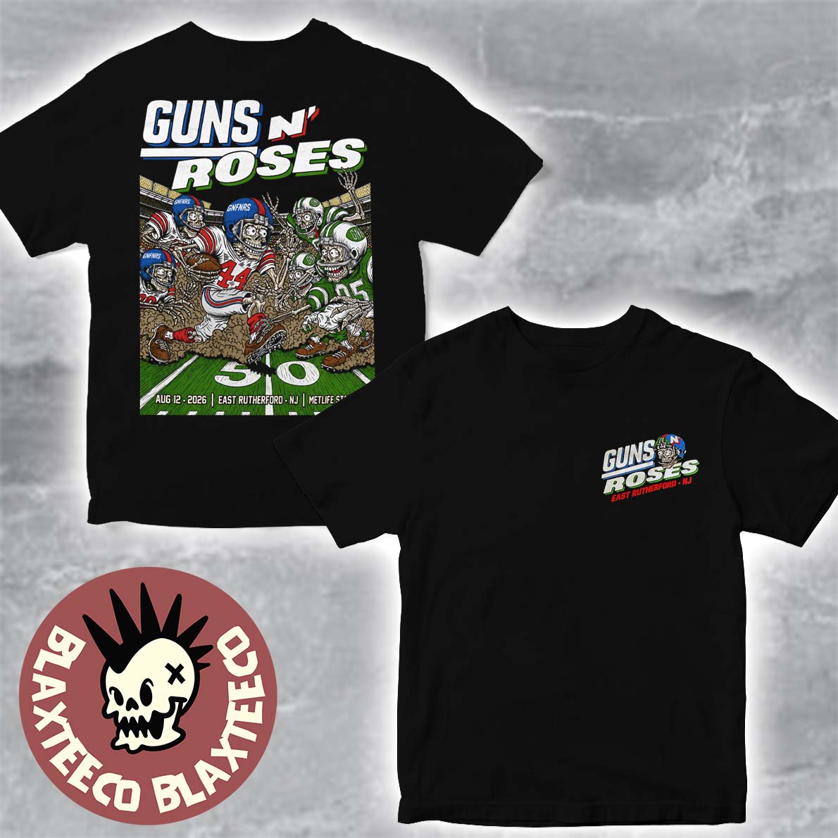 Guns N Roses East Rutherford NJ 2026 Event Tee At Metlife Stadium On August 12 2026 Two Sided T-Shirt Guns N Roses East Rutherford NJ 2026 Event Tee At Metlife Stadium On August 12 2026 Two Sided T-Shirt
