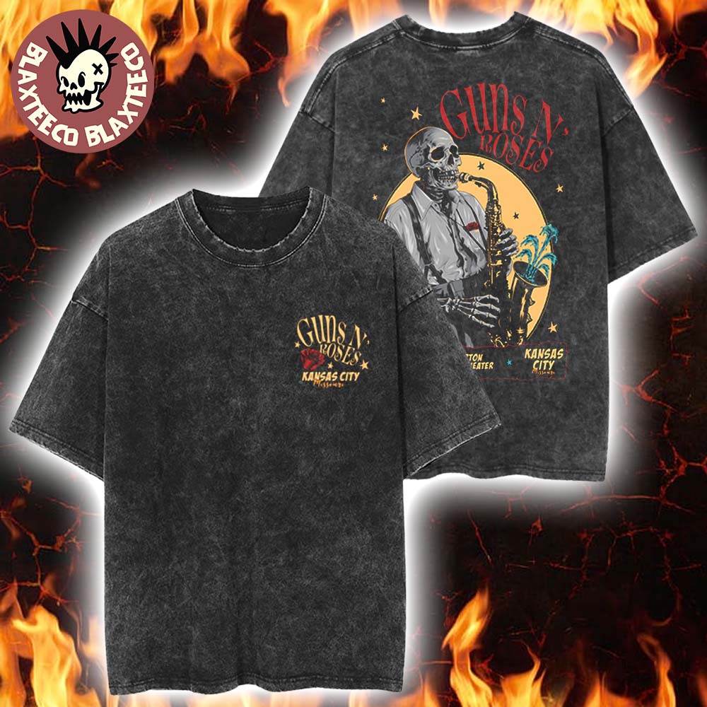 Guns N Roses Kansas City 2026 Exclusive City Tee At Morton Amphitheatre In Kansas City Missouri On August 19 2026 Vintage Washed Tee Guns N Roses Kansas City 2026 Exclusive City Tee At Morton Amphitheatre In Kansas City Missouri On August 19 2026 Vintage Washed Tee