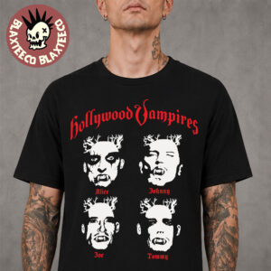 Hollywood Vampires Europe And UK 2026 Tour Merch Alice Johnny Joe And Tommy Faces T-Shirt