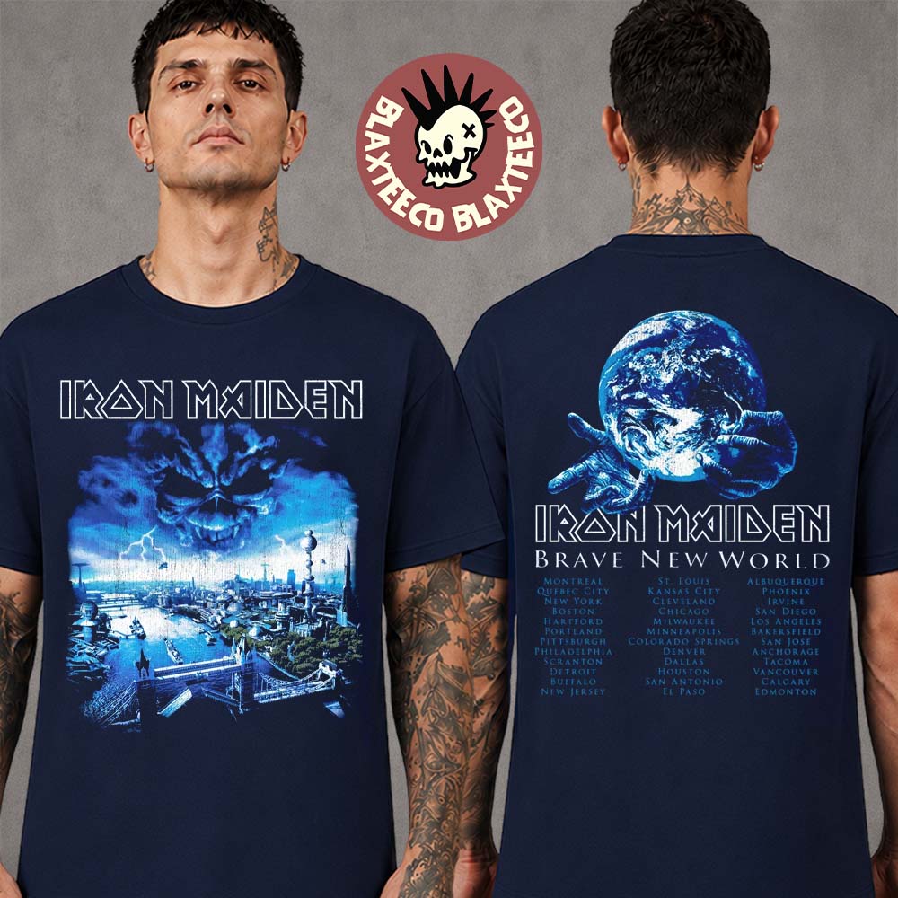 Iron Maiden IM50 Anniversary Collection Brave New World Tour 2000 Navy T-Shirt Iron Maiden IM50 Anniversary Collection Brave New World Tour 2000 Navy T-Shirt