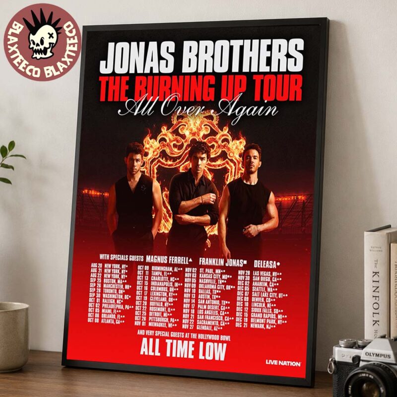 Jonas Brothers The Burning Up Tour All Over Again 2026 North America Schedule Dates Home Decor Poster Canvas