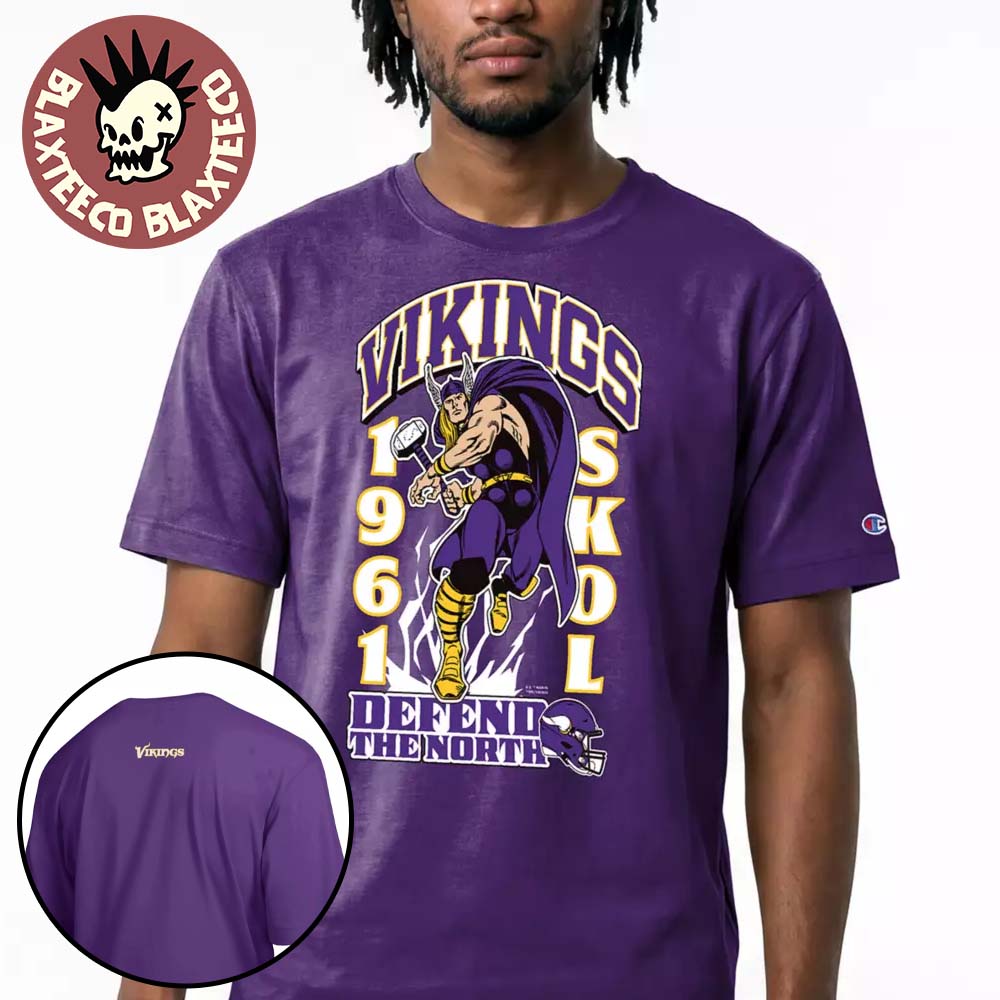 Minnesota Vikings Disney X NFL Champion Marvel Thor T-Shirt Minnesota Vikings Disney X NFL Champion Marvel Thor T-Shirt