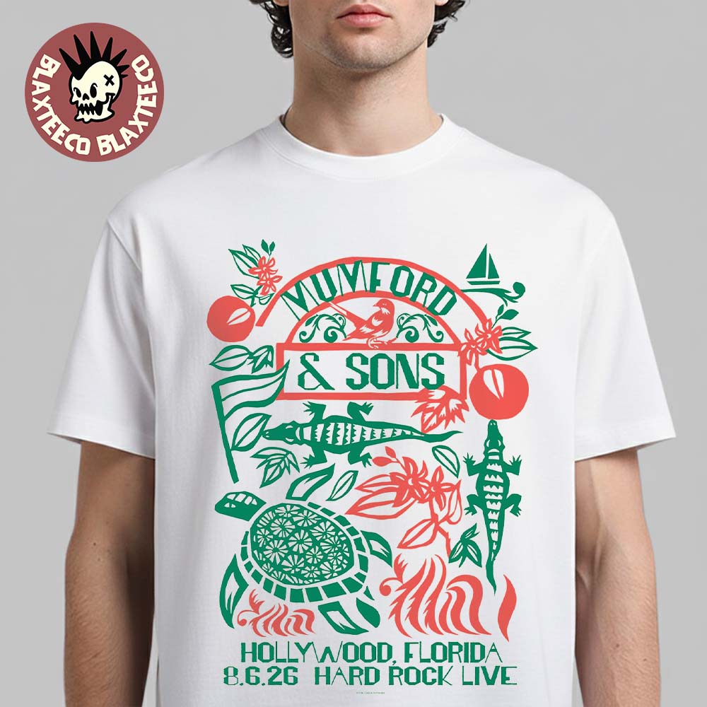 Mumford And Sons Hollywood Florida 2026 Event Poster At Hard Rock Live On August 6 2026 T-Shirt Mumford And Sons Hollywood Florida 2026 Event Poster At Hard Rock Live On August 6 2026 T-Shirt