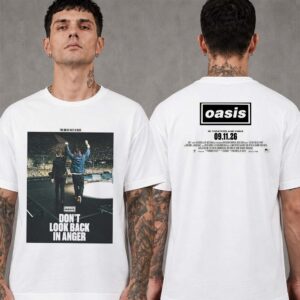 Oasis Don’t Look Back In Anger Documentary Movie In Theaters And Imax September 11 2026 Two Sided T-Shirt