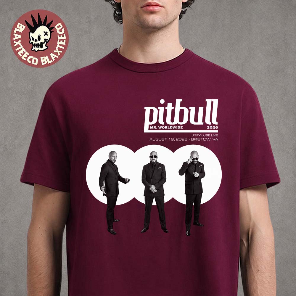 Pitbull Bristow VA 2026 Exclusive Tee Jiffy Lube Live On August 19 2026 Mr Worldwide I’m Back Tour Maroon T-Shirt Pitbull Bristow VA 2026 Exclusive Tee Jiffy Lube Live On August 19 2026 Mr Worldwide I’m Back Tour Maroon T-Shirt