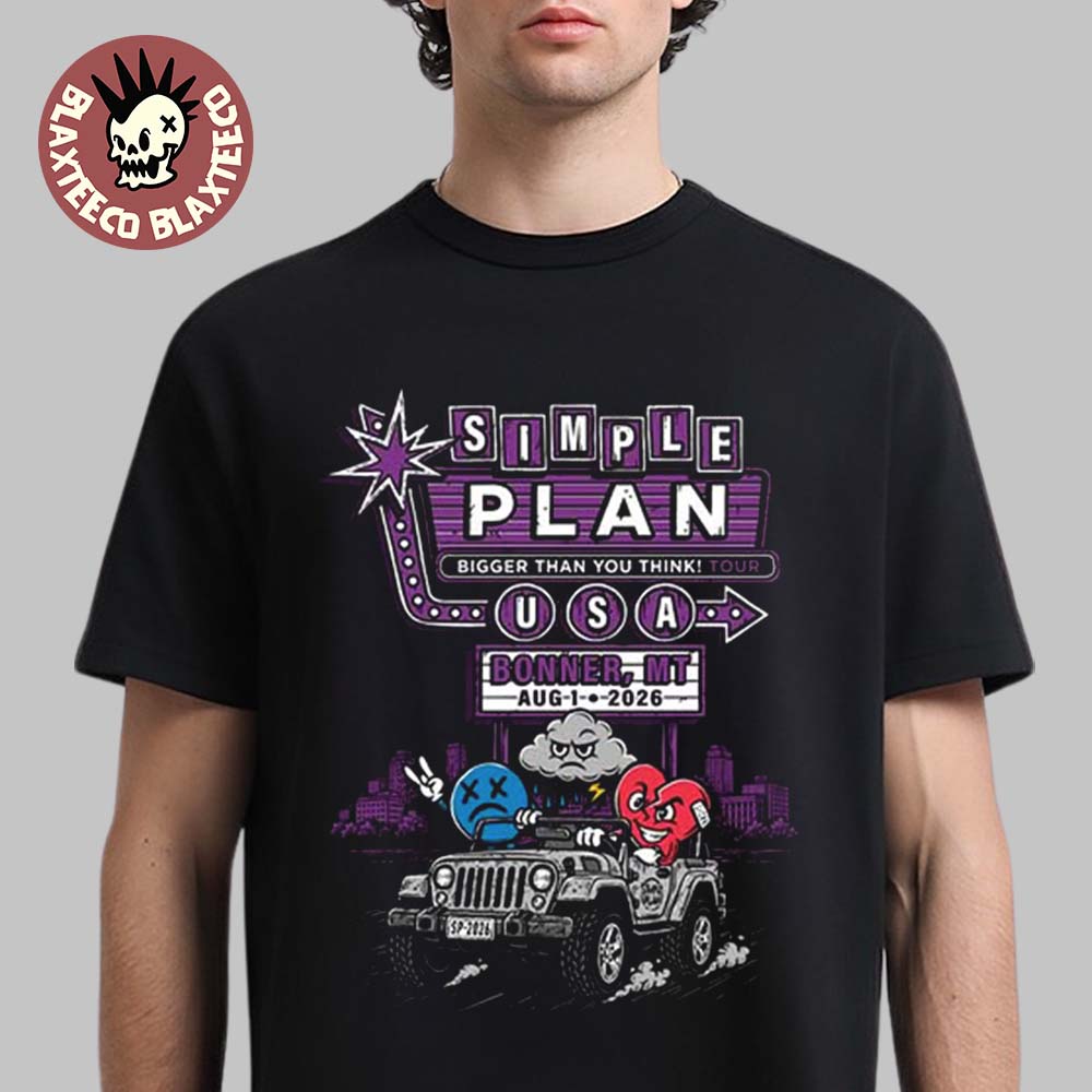 Simple Plan Bonner MT 2026 Specific City Tee Live At KettleHouse Amphitheater On August 1 2026 T-Shirt Simple Plan Bonner MT 2026 Specific City Tee Live At KettleHouse Amphitheater On August 1 2026 T-Shirt