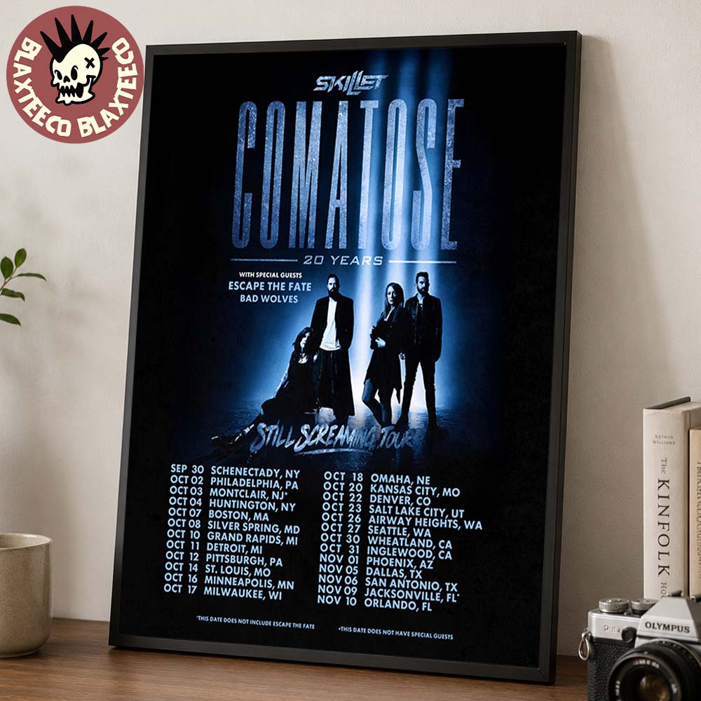 Skillet Comatose 20 Years Still Screaming Tour 2026 North America Schedule Dates Home Decor Poster Canvas Skillet Comatose 20 Years Still Screaming Tour 2026 North America Schedule Dates Home Decor Poster Canvas