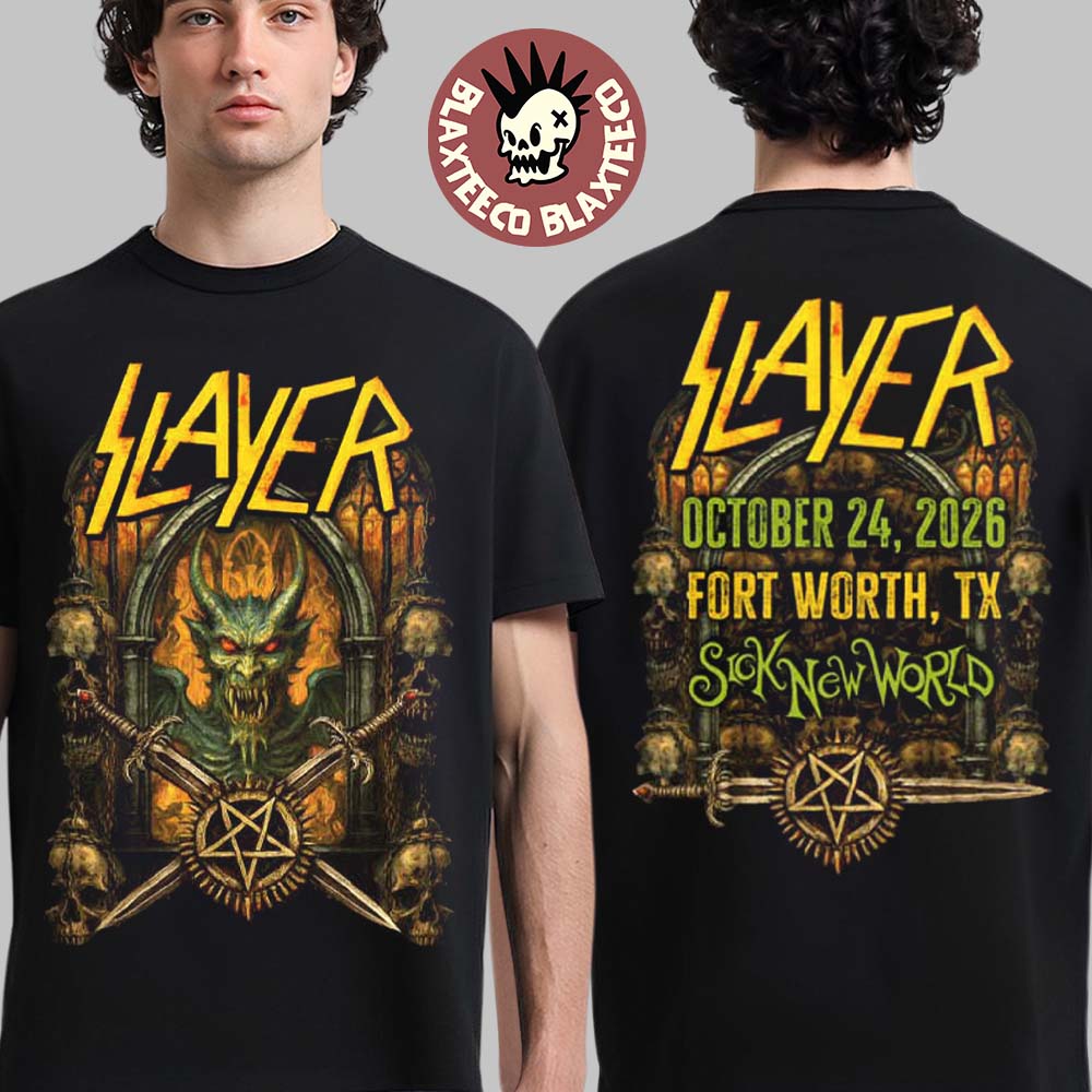 Slayer Sick New World 2026 Festival Event Tee In Fort Worth TX On October 24 2026 T-Shirt Slayer Sick New World 2026 Festival Event Tee In Fort Worth TX On October 24 2026 T-Shirt