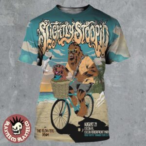 Slightly Stoopid Cocoa Florida 2026 Gig Poster At Cocoa Riverfront Park On August 21 2026 Chewbacca Riding Bike All Over Print Shirt