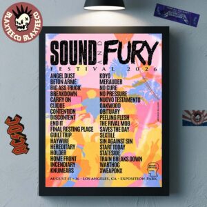Sound And Fury 2026 Festival Lineup Poster In Los Angeles CA At Exposition Park On August 15 16 2026 Home Decor Poster Canvas