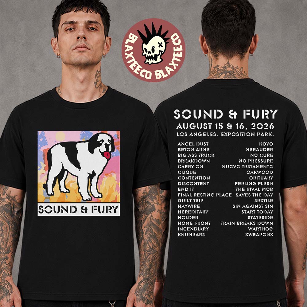 Sound And Fury 2026 Festival Merch In Los Angeles CA At Exposition Park On August 15 16 2026 Big Dog T-Shirt Sound And Fury 2026 Festival Merch In Los Angeles CA At Exposition Park On August 15 16 2026 Big Dog T-Shirt