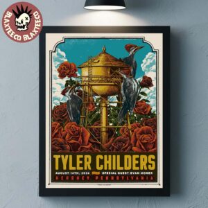 Tyler Childers Hershey PA 2026 Event Poster On August 14 2026 Home Decor Poster Canvas