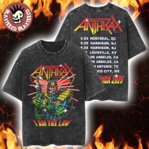 Anthrax North America 2026 Tour Merch I Am The Law Cyber Judge Vintage Washed Tee