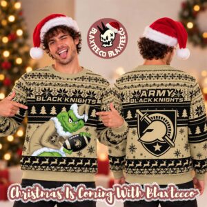 Army Black Knights NCAA Grinch Stole The Ball Festive 2026 Christmas Ugly Sweater