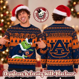 Auburn Tigers NCAA Grinch Stole The Ball Festive 2026 Christmas Ugly Sweater