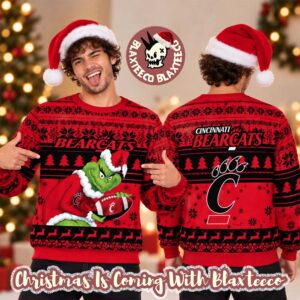 Cincinnati Bearcats NCAA Grinch Stole The Ball Festive 2026 Christmas Ugly Sweater