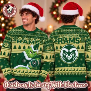 Colorado State Rams NCAA Grinch Stole The Ball Festive 2026 Christmas Ugly Sweater