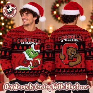 Cornell Big Red NCAA Grinch Stole The Ball Festive 2026 Christmas Ugly Sweater