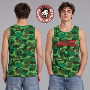 Gorillaz New In Merch Green Camo Tank Top