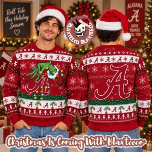 Grinch NCAA Alabama Crimson Tide Grinch Hand Holiday Gift 2026 Christmas Ugly Sweater