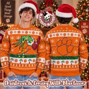 Grinch NCAA Clemson Tigers Grinch Hand Holiday Gift 2026 Christmas Ugly Sweater