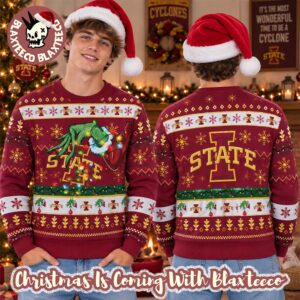 Grinch NCAA Iowa State Cyclones Grinch Hand Holiday Gift 2026 Christmas Ugly Sweater