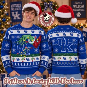 Grinch NCAA Kentucky Wildcats Grinch Hand Holiday Gift 2026 Christmas Ugly Sweater