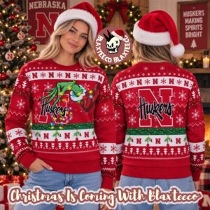 Grinch NCAA Nebraska Cornhuskers Grinch Hand Holiday Gift 2026 Christmas Ugly Sweater