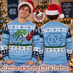 Grinch NCAA North Carolina Tar Heels Grinch Hand Holiday Gift 2026 Christmas Ugly Sweater
